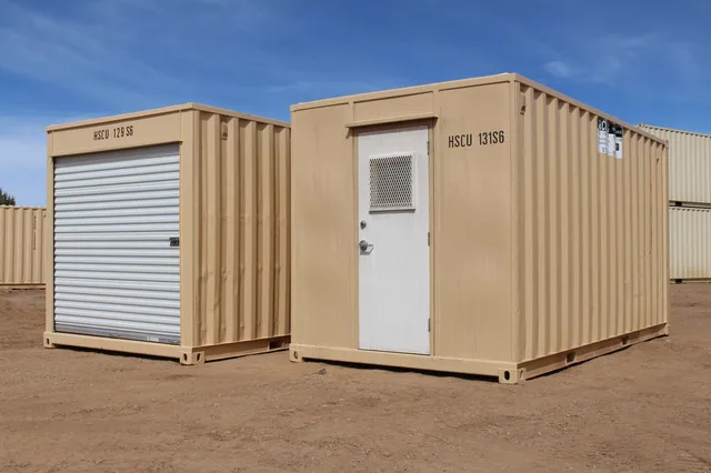 Mid-size 16-foot storage container at the Hercules yard in Durango, Colorado