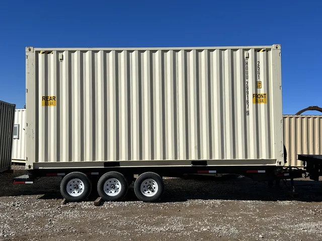 Standard 20-foot container with forklift pockets for easy transport