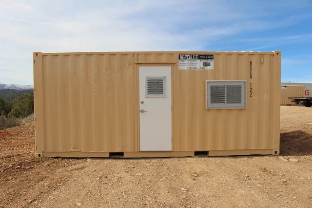 Standard 20-foot container with forklift pockets for easy transport