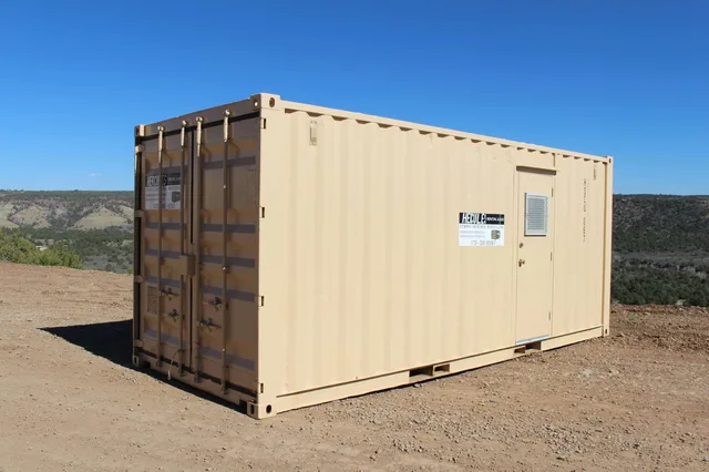 20-foot standard shipping container with cargo doors at Hercules in Durango