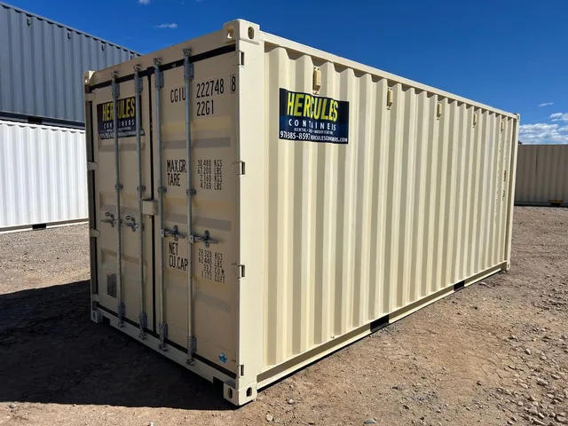Cargo-worthy 20-foot container in excellent condition on the yard