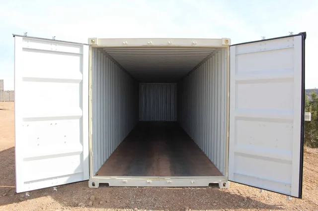 Full-size 40-foot storage container at the Hercules yard in Durango