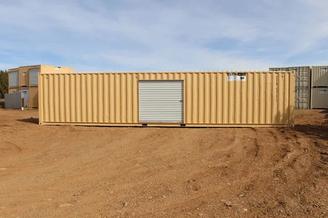 Side view of a 40-foot container highlighting its corrugated wall panels