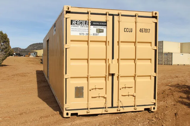 40-foot steel container showing the spacious interior through open doors