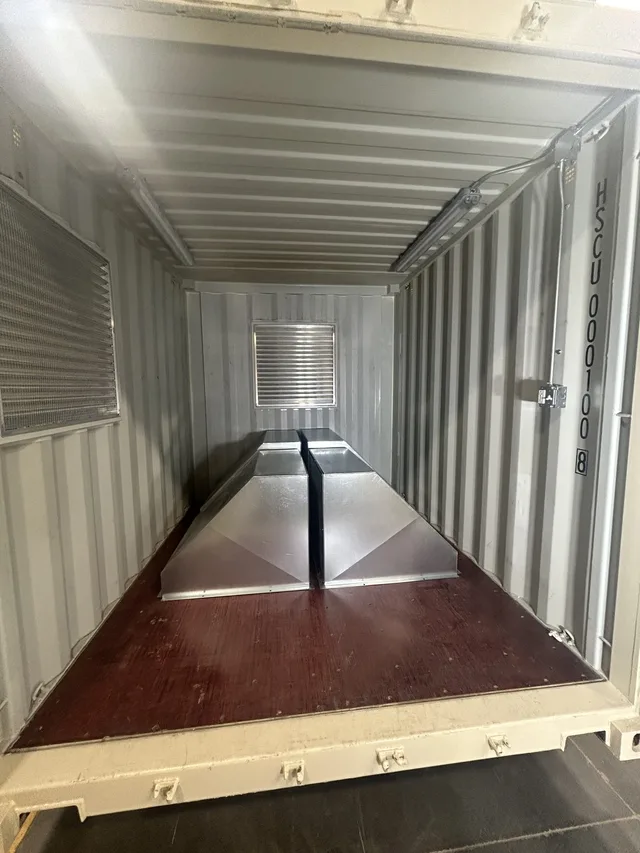 Exterior view of a completed generator enclosure at Hercules yard