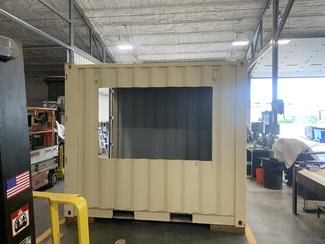 Container office conversion with split system HVAC installed