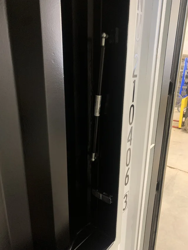 Container showing custom lock box and security hardware upgrade