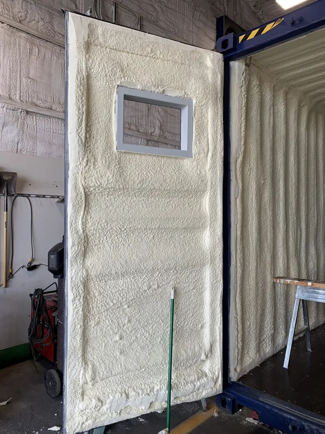 Container with additional ventilation and exhaust fans installed