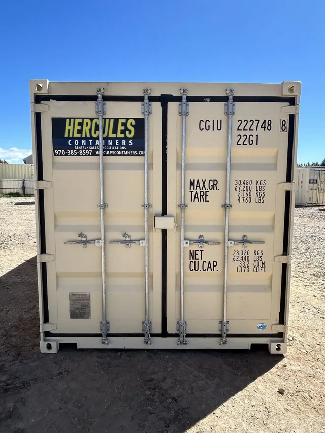 Side view of a standard 20-foot container showing weatherproof construction