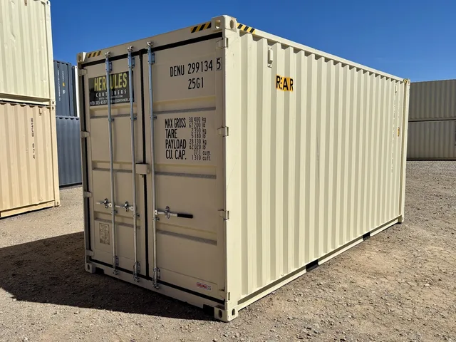 20-foot high cube container with double doors at Hercules yard in Durango