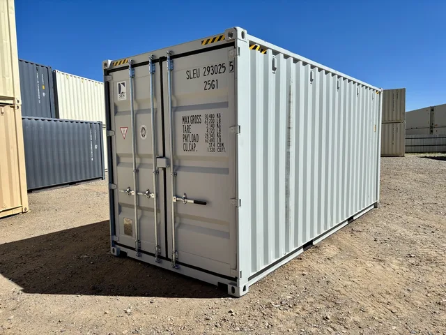 20-foot high cube storage container on display at Hercules yard