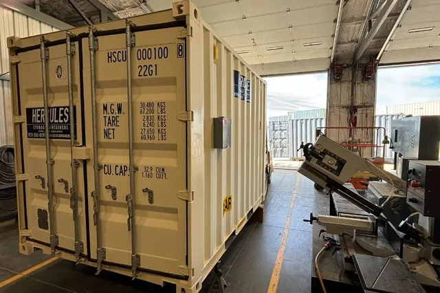 Container placed at a residential property for home renovation storage