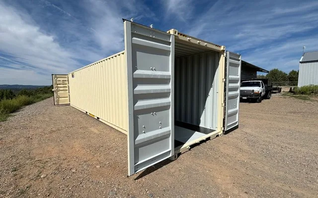 Container with branded exterior graphics for a mobile business use