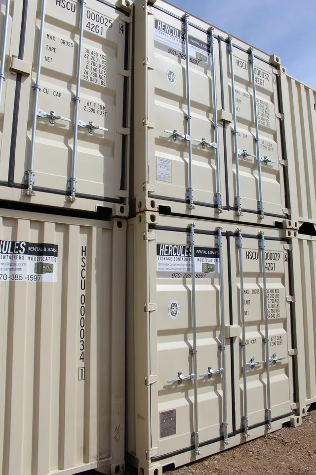 Aerial perspective of a container delivery and placement in progress