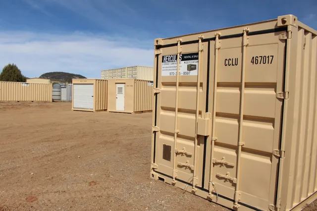Standard container with original shipping line markings visible