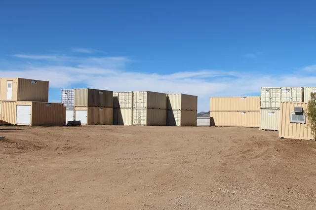 Container at a commercial warehouse used for overflow inventory storage