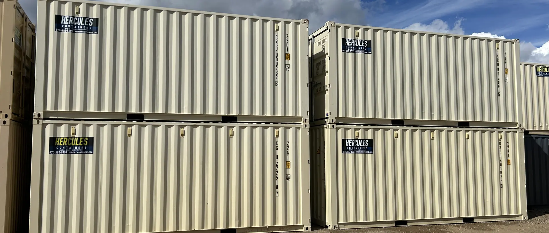 Hercules Containers yard with steel shipping containers in Durango, Colorado