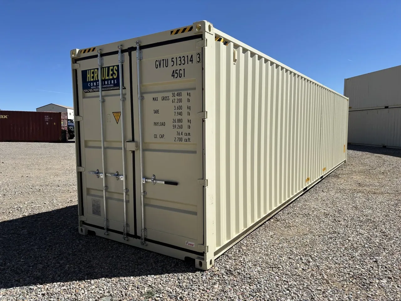 40-foot high cube storage container at Hercules yard in Durango