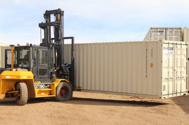Forklift Moving a Container